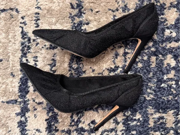 NWOB LuLu’s Megin Sparkle Black Shimmer Fabric Pointed-toe 4” Stiletto Heels 7.5 - Image 6