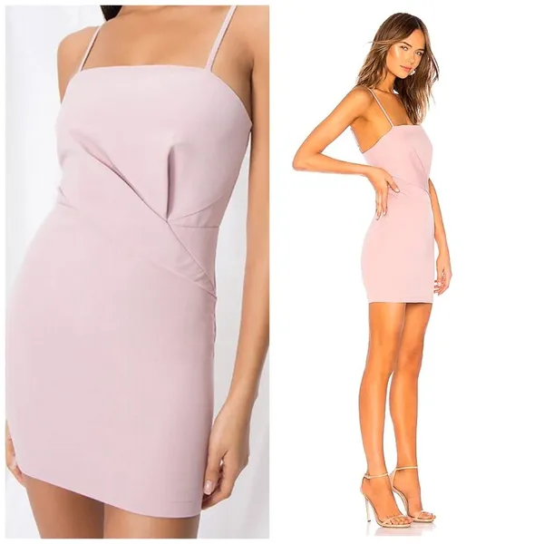 Superdown Revolve Mini Dress S Pink Ruched Bodycon Spaghetti Strap Going Out - Image 2