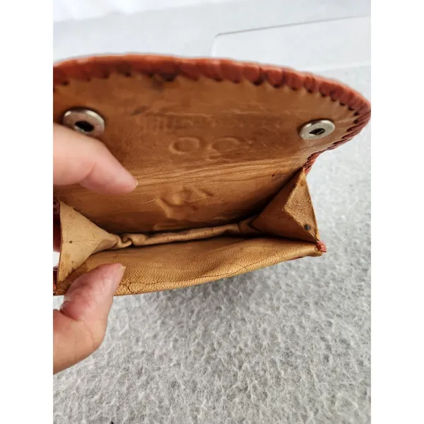 Vtg Handmade MANDALAY BURMA Leather Wallet Change Coin Purse Burmese‎ souvenir - Image 5