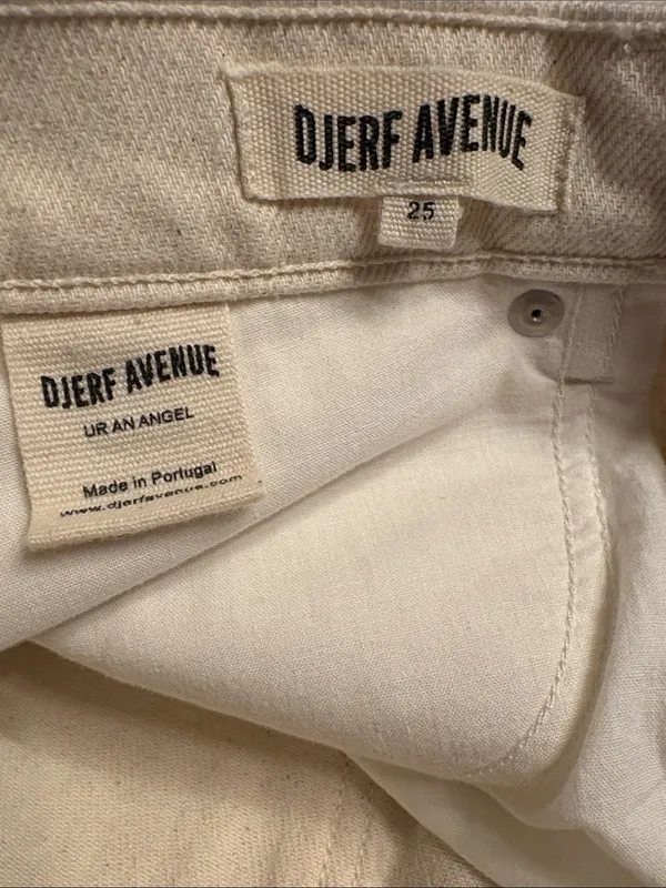 Djerf Avenue Relaxed Jeans 100% Organic cotton button fly cream Size 25 NWOT - Image 7