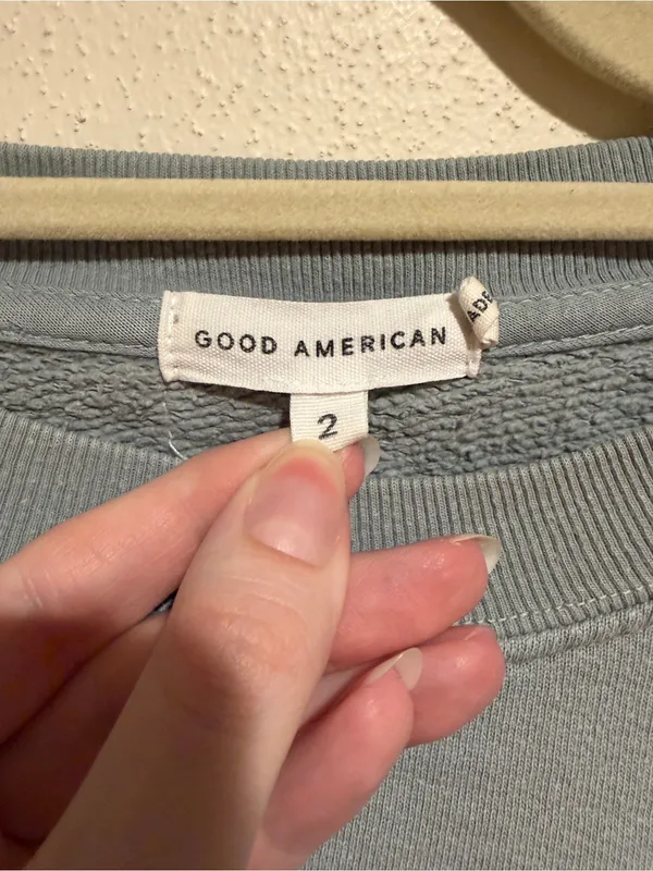 Good American Boyfriend French Terry Cotton Crewneck Sweatshirt Size 2/Medium - Image 3