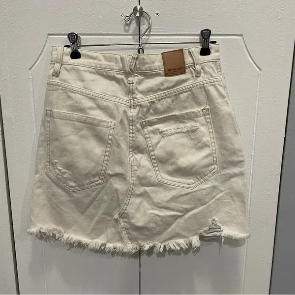 Free People Brea Cut Off Denim Skirt - Image 4