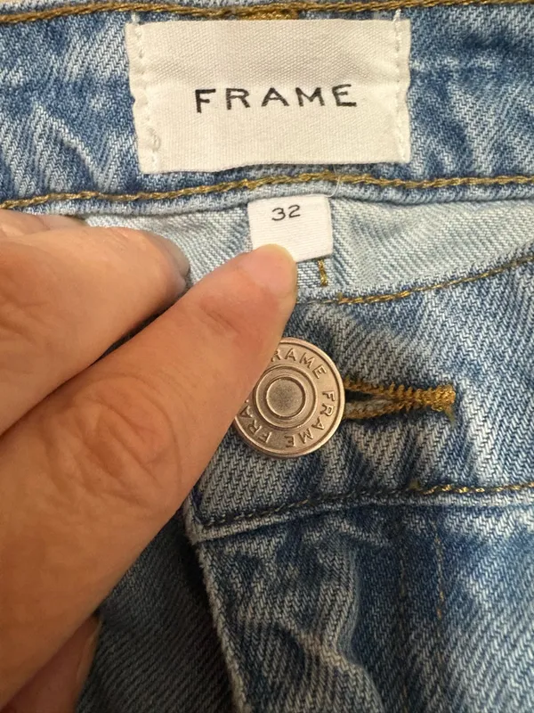FRAME Le Jane Crop Wide Leg jeans Light blue frayed hen sz 32 - Image 5