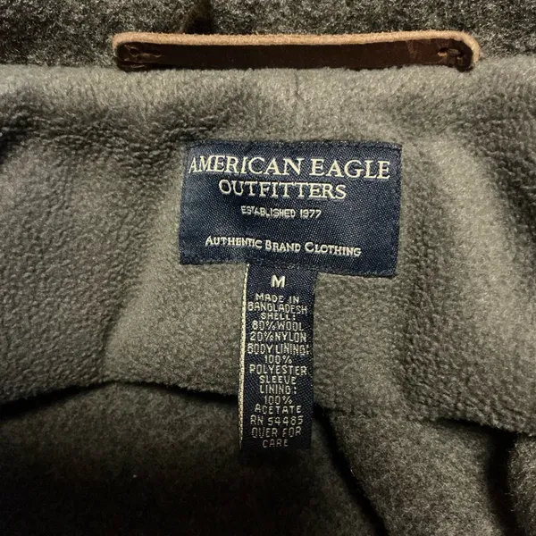 Vtg Y2K American Eagle Peacoat Gray Wool Blend Double Breasted Jacket M - Image 3