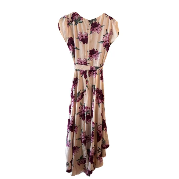 Lulus Pink Purple Floral High-Low Wrap Maxi Dress Women Sz M - Image 2