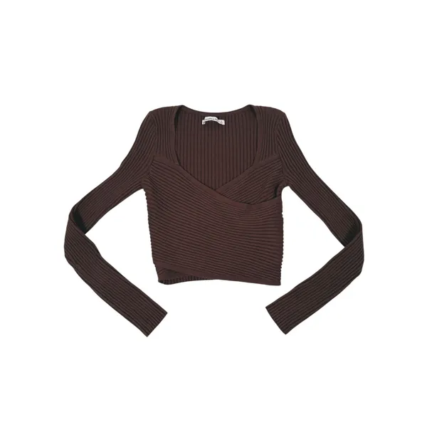 Abercrombie & Fitch LuxeLoft Slim Wrap Sweater Size S Brown Quiet Luxury Fall - Image 2