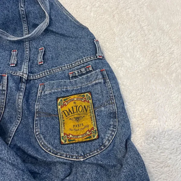 Womens Dalton Paris Denim Cotton Overalls OS Tomato Granola Grandma Utility Chic - Image 2