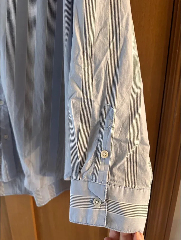 NWT Aerie Oversized Button Down Shirt Cotton Blue Striped Women’s Large - Image 3