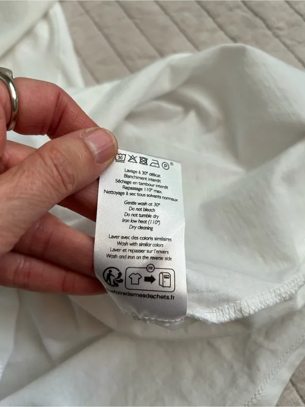 Sézane Conrad white embroidered tiny heart, cotton T-shirt, oversize XXS - Image 5