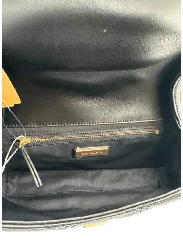 NWT Tory Burch Fleming Soft Quilted Leather Clutch Bag Black - Image 7