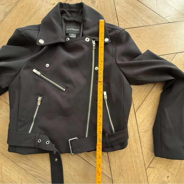Club Monaco Black Scuba Moto Lacarrah Jacket Belted Size S/P - Image 10