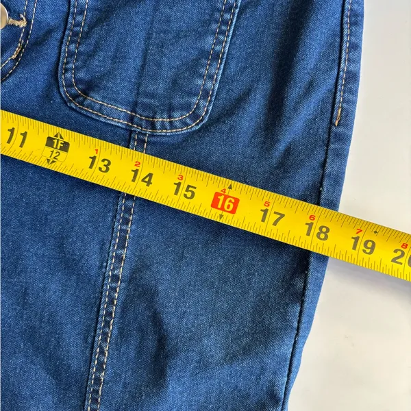 Women’s High Waisted Denim Jeans Size L Button Front Bootcut Blue - Image 6