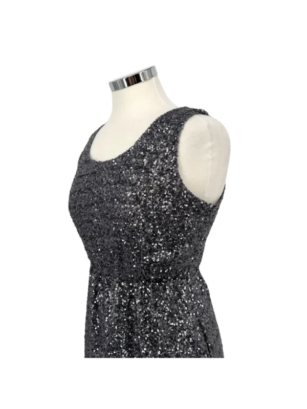 The Vintage Shop Cutout Silver Sequin Sleeveless Party Mini Dress Size Large - Image 3