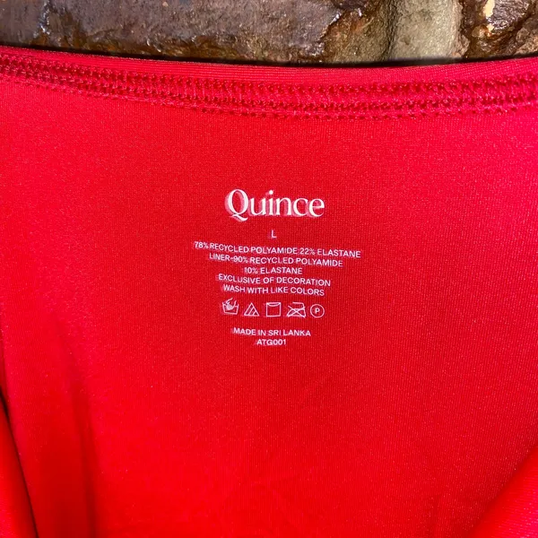 NWT Quince Cherry Red Italian Cami One-Piece Swimsuit Women's Size Large - Image 6