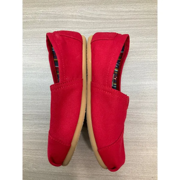 Toms Womens Alpargata Red Canvas Slip On‎ Flats - Image 4