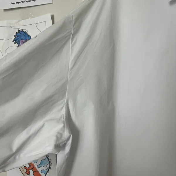 Gaudi Essential White Button Up XL Oversized Pleated Cotton Lagenlook Italy - Image 3