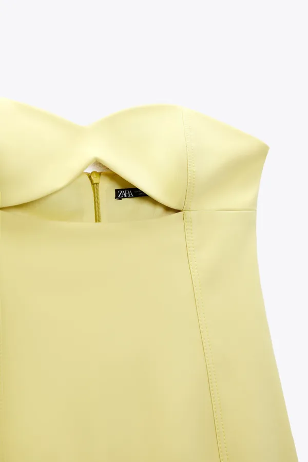 ZARA Bodycon Strapless Mini Lemon Party Coctail Shower Bridal 🍋Dress - Image 33