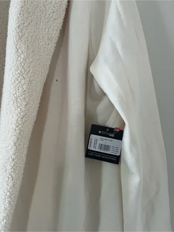 NWT Eddie Bauer Cream White Sherpa Open Front Cardigan Jacket Large Cozy Lounge - Image 4