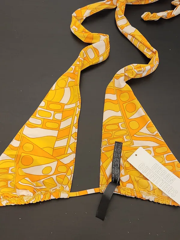 Out From Under Urban Outfitters Orange Retro Print Bikini Top Size Medium NWT - Image 4