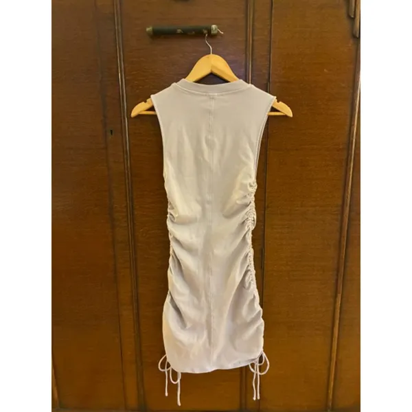Zara NWT Medium Lavender Ruched Mini Dress Side Drawstring Bodycon Sleeveless - Image 3