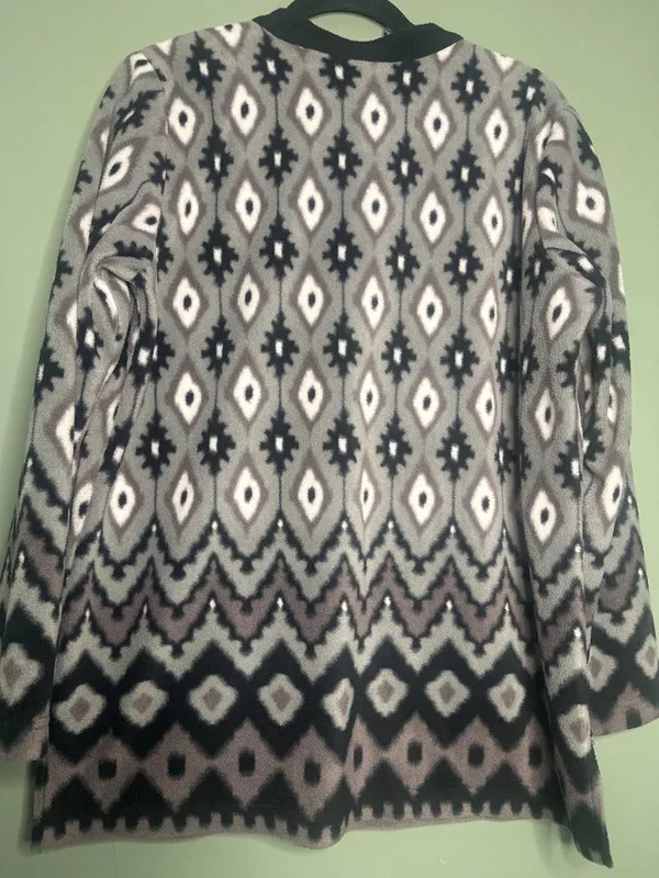 Bob Mackie Wearable Art M Aztec Geometric Tunic Top Quarter Zip Boho Statement - Image 6