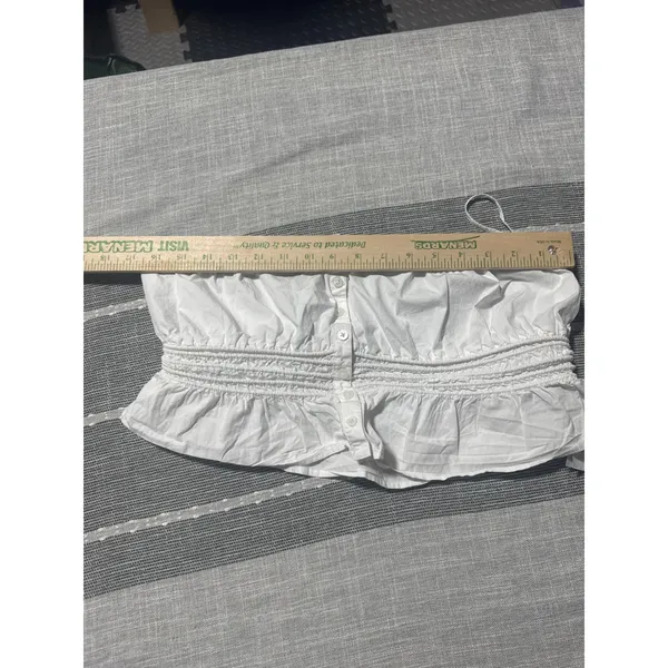 Madewell white‎ Smocked Button Front Crop Top Camisole Spaghetti Strap medium - Image 3