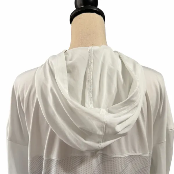 Under Armour Women's White Gray Loose Heatgear Hooded 1/4 Zip Longsleeve Sz L - Image 4