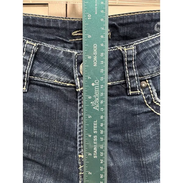 Silver Jeans Suki Capri Low Rise Straight Dark‎ Stitching Size 29 Embroidery - Image 2