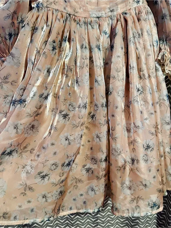 NWOT Mable | Taylor Floral Organza Ruffle Sleeve Babydoll Dress, Small - Image 4