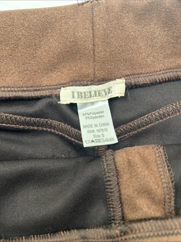 Brown Women's Suede-Look High-Waist Shorts - Image 8