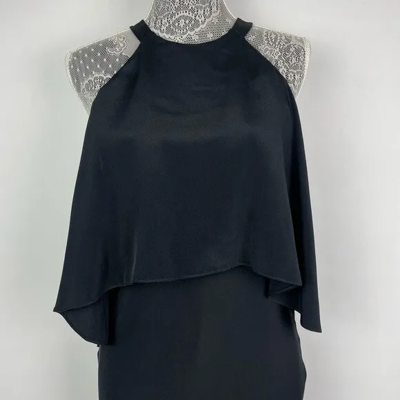 Kobi Halperin Black 100% Silk Open Shoulder Cape‎ Halter Dress Size 6 - Image 3