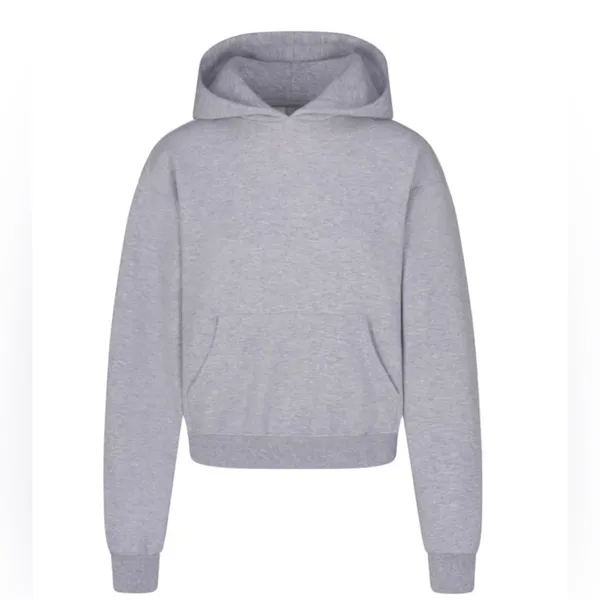 Skims Lounge Fleece Hoodie In Light Heather Grey Size M - Image 3