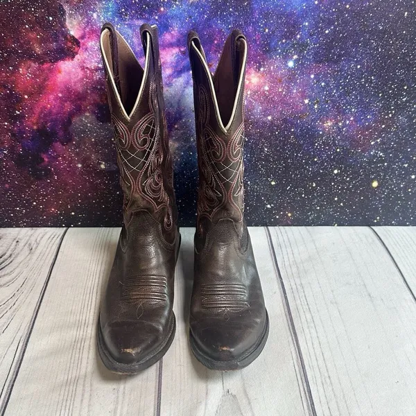 Ariat‎ “Bright Light” Western Snip Toe Boots 10011920 Mahogany Leather Sz 8.5 - Image 3