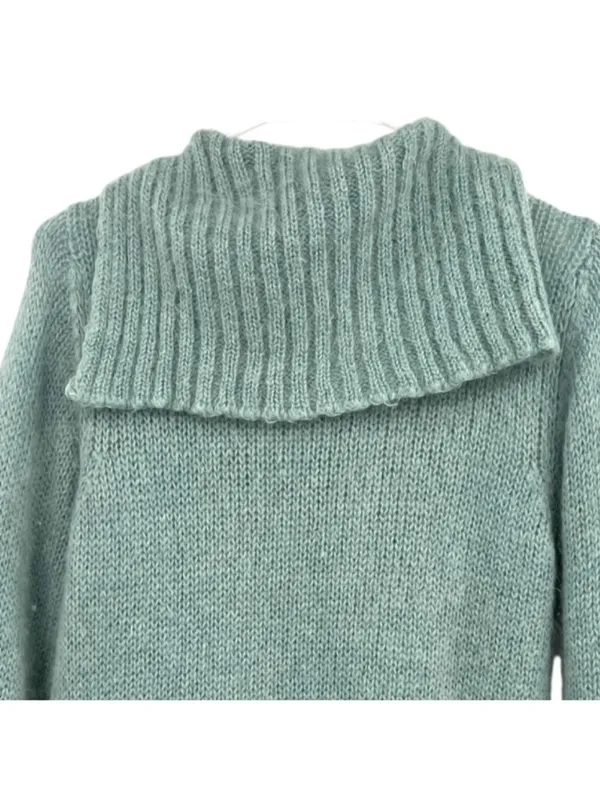 Margaret OLeary Cardigan Sweater Kid Mohair Blend Zip Front Blue Green Size 2 - Image 15
