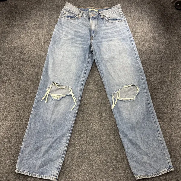 Levi's 94 Baggy Jeans Women's 27 Light Wash Distressed Wide Leg Y2K Denim - Image 2