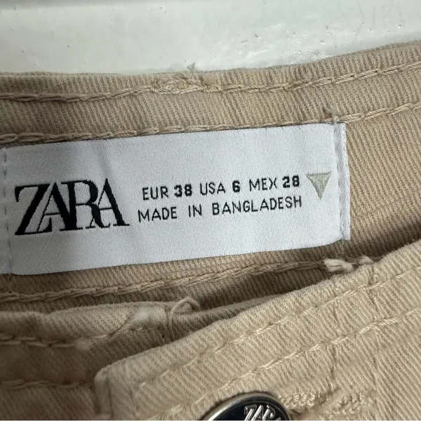 NWT Zara Straight Leg Cargo Pants Cream Neutral Size 6 Minimalist Casual 90s‎ - Image 5