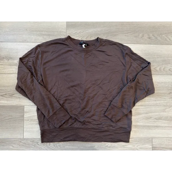 Splits59 Andie Oversized Soft Modal Fleece Sweatshirt Dark Chocolate Cozy Large - Image 2