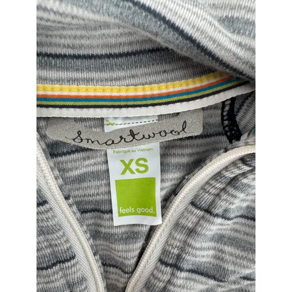 Smartwool Merino Wool 1/4 Zip Base Layer Top XS Gray Stripe Mock Neck Outdoor - Image 8
