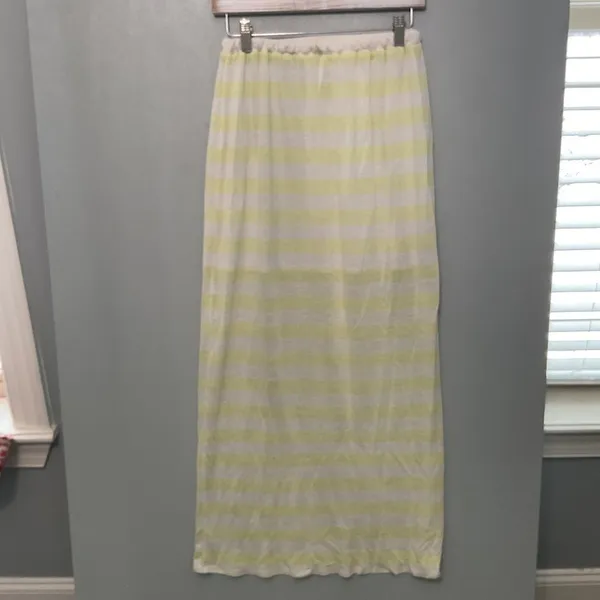 Victoria's Secret Women Maxi Skirt Yellow White Striped Drawstring Size XS - Image 2