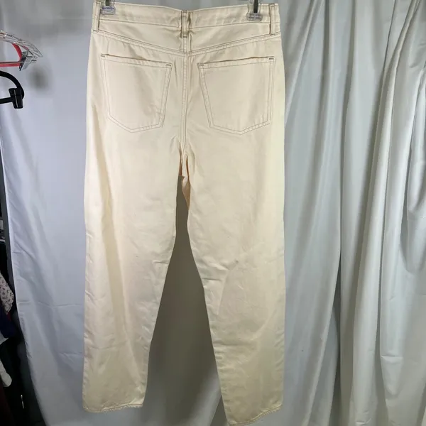 Express‎ Womens Jeans Size 10R Beige Distressed Denim High Rise Mom Jeans - Image 11