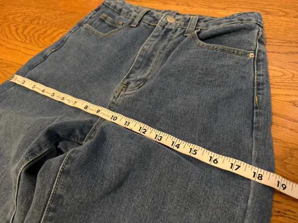 SheIn Straight / Wide Leg Patchwork Bandana Denim jeans in Blue size XS - Image 10