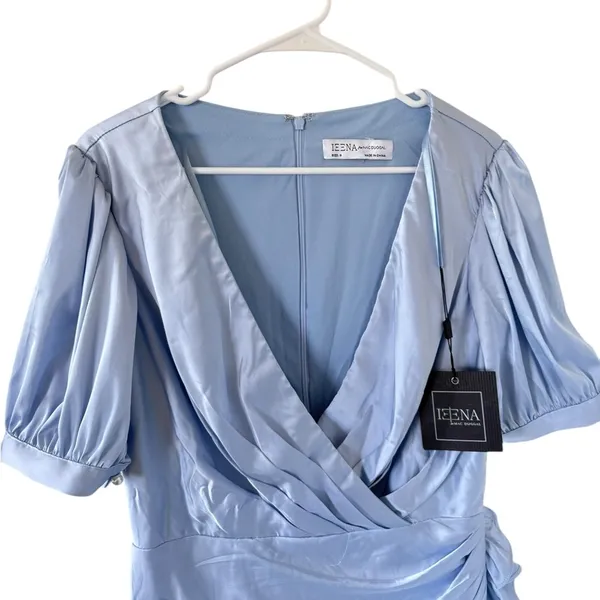Ieena for Mac Duggal NEW Wrap Front Satin Cocktail Dress - Image 4