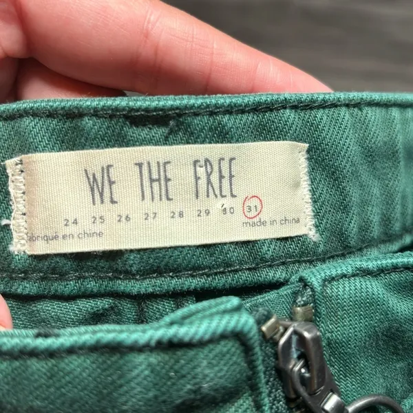 Free People We the Free Zip It Up Mini Jean Skirt Green Cotton size 31‎ *251 - Image 9