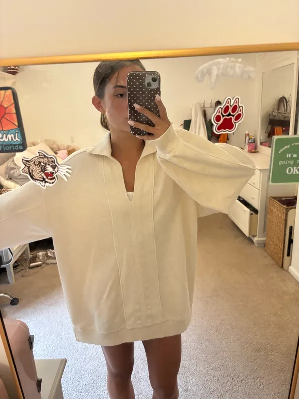 Aerie Cream V-Neck Pullover - Image 3
