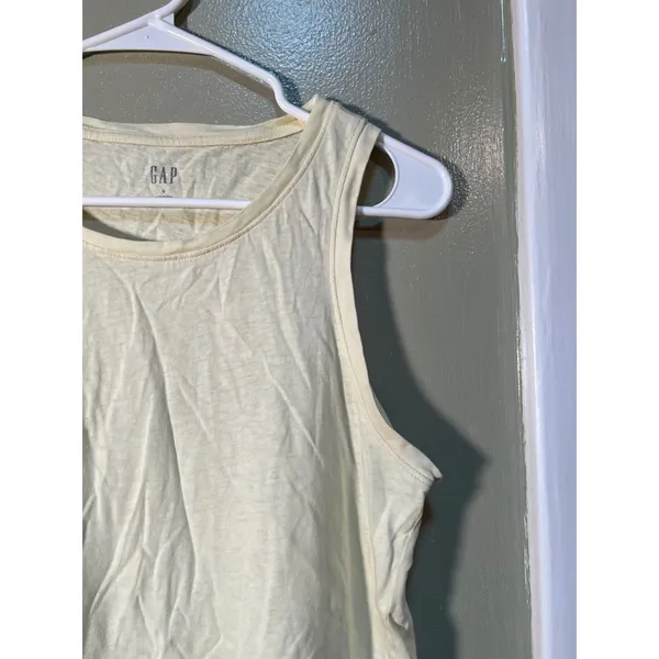 Gap Women's Sz Small Tank Top Crewneck Soft Pale Butter Yellow Semi-Sheer Cotton - Image 4