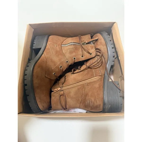 Dunes Combat Boots Womans Size 8.5 USA Suede Brown - Image 8