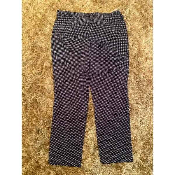 Briggs New York Navy Polka Dot Floral Pattern Stretch Pants Capris Y2K - Image 2