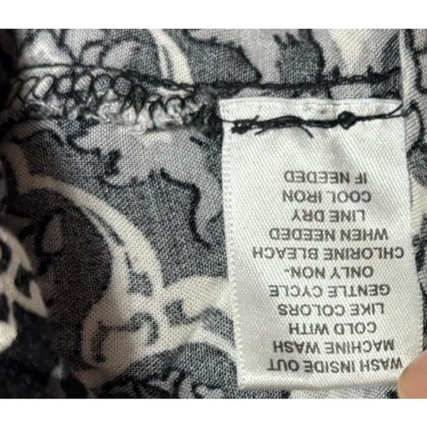 Maxi Dress Womens L Black‎ White Boho Chic Global-Print Tribal Halter Flowy - Image 6