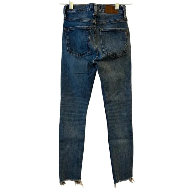 Madewell 9‎ High Rise Skinny Crop Jeans Size 23 Raw Hem Blue Denim - Image 2