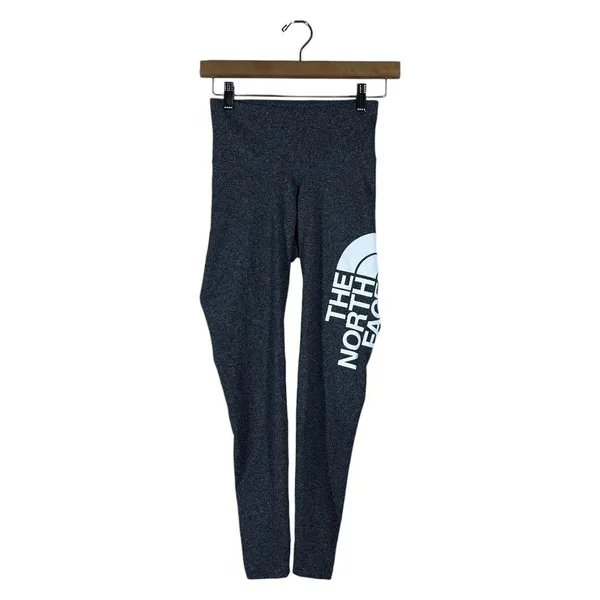 The North Face High Rise Heathered Leggings Dark Gray Logo Athletic Size XS - Image 2